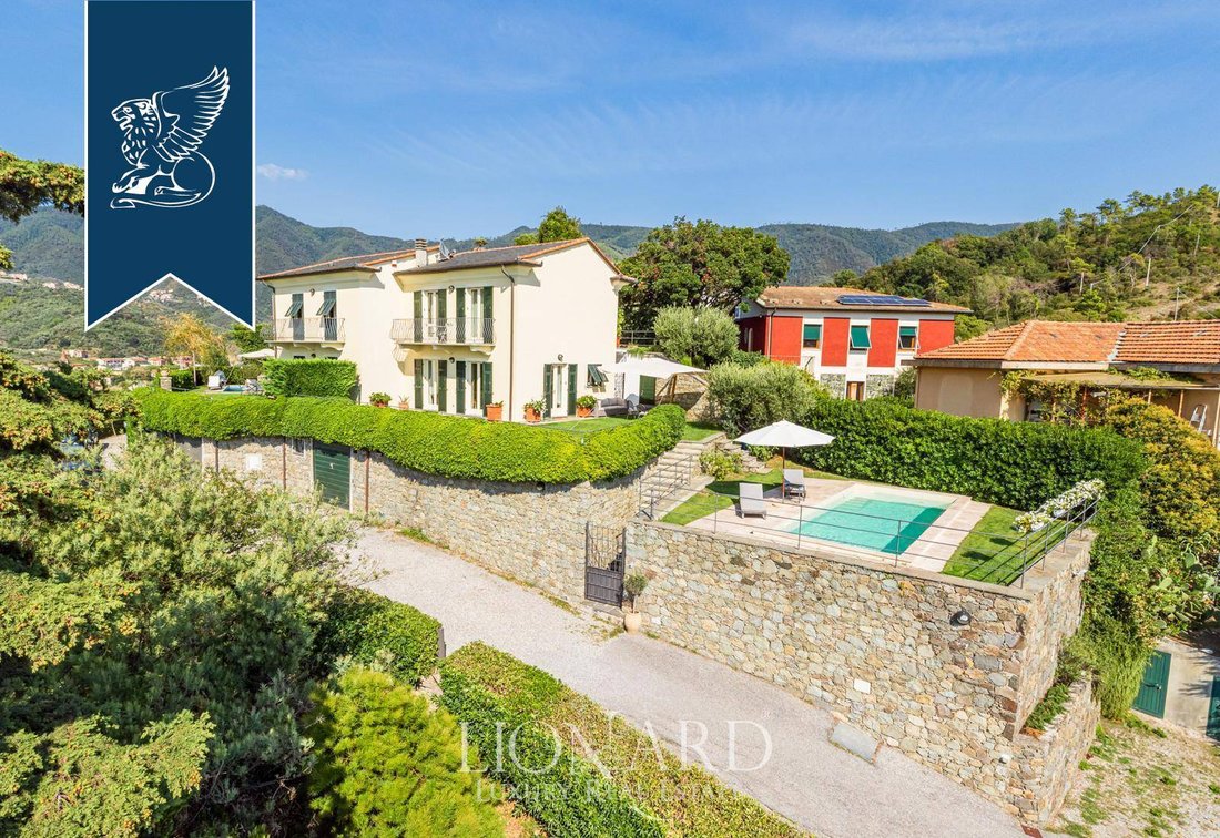 Typical Ligurian Villa With A Pool On The Gulf Of In Levanto, Liguria
