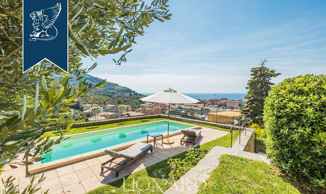 Typical Ligurian Villa With A Pool On The Gulf Of In Levanto, Liguria