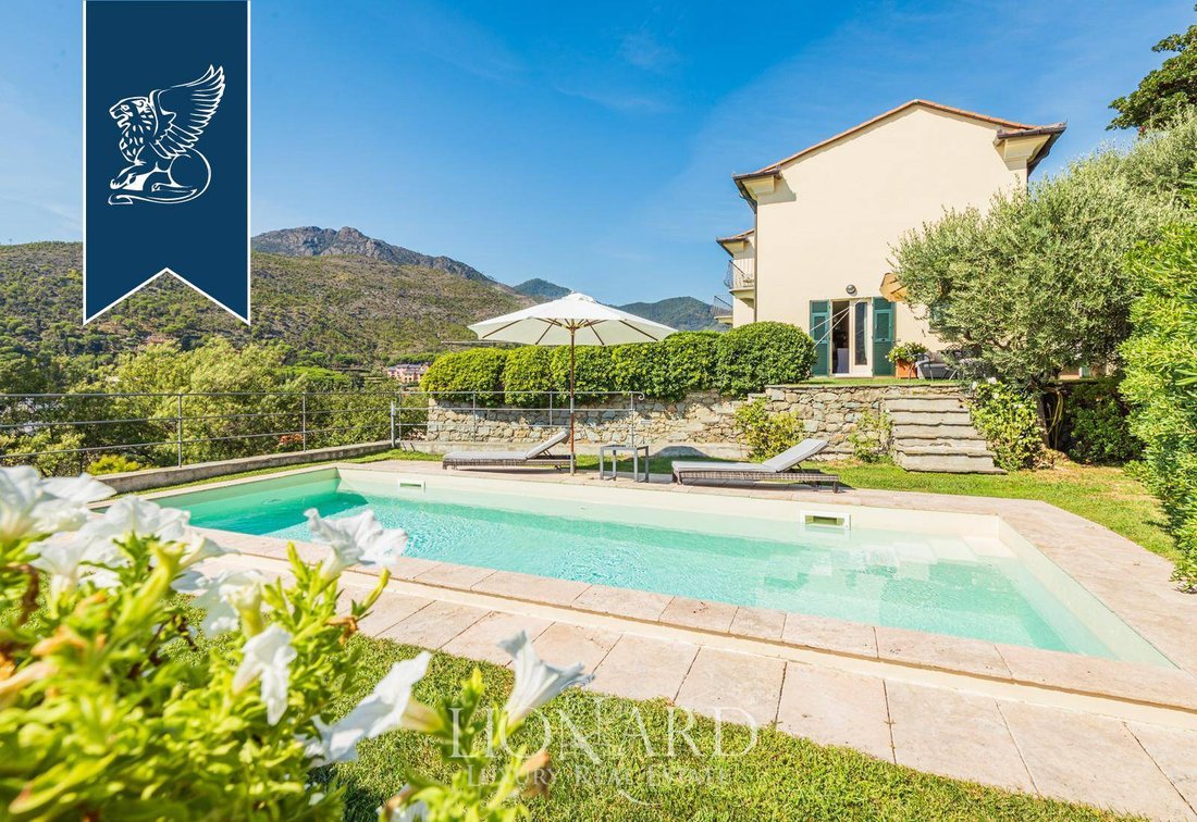 Typical Ligurian Villa With A Pool On The Gulf Of In Levanto, Liguria