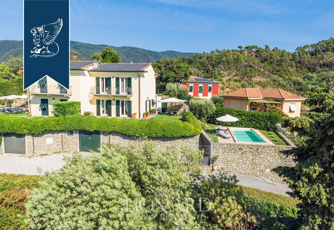 Typical Ligurian Villa With A Pool On The Gulf Of In Levanto, Liguria