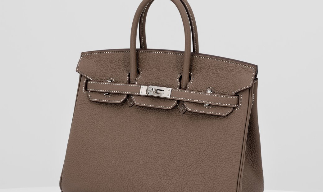 Birkin 25in Etoupe Togo leather with Palladium hardware.