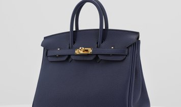 Birkin 25in Navy Togo leather with Gold hardware. (13675213)