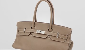 Hermès Shoulder Birkin 42 in Clemence Leather in Etoupe / Grey Brown (18) with Palladium Hardware (13675355)