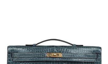 Hermès Kelly Cut Colvert Shiny Porosus Crocodile Gold Hardware