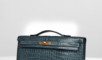 Hermès Kelly Cut Colvert Shiny Porosus Crocodile Gold Hardware