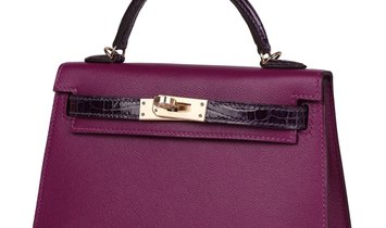 Hermès Kelly Sellier 20 Anemone Madame and Amethyst Shiny Alligator Touch Permabrass Hardware (13729176)