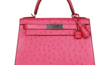 Hermès Kelly Sellier 28 Rose Tyrien Ostrich Palladium Hardware