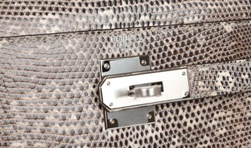 Hermès Kelly Sellier 28 Ombre Varanus Salvator Lizard Palladium Hardware