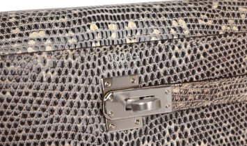 Hermès Kelly Sellier 25 Ombre Varanus Salvator Lizard Palladium Hardware