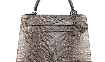 Hermès Kelly Sellier 28 Ombre Varanus Salvator Lizard Palladium Hardware