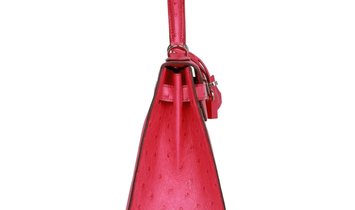 Hermès Kelly Sellier 28 Rose Tyrien Ostrich Palladium Hardware
