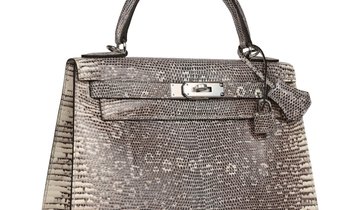 Hermès Kelly Sellier 28 Ombre Varanus Salvator Lizard Palladium Hardware