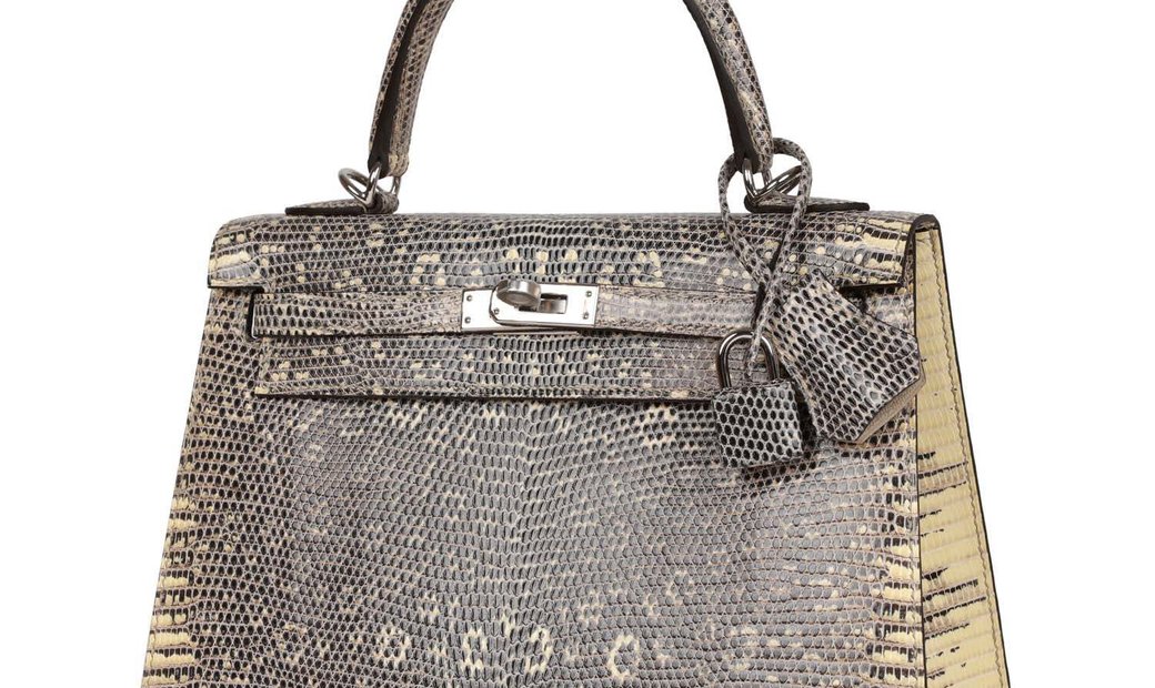 Hermès Kelly Sellier 25 Ombre Varanus Salvator Lizard Palladium Hardware