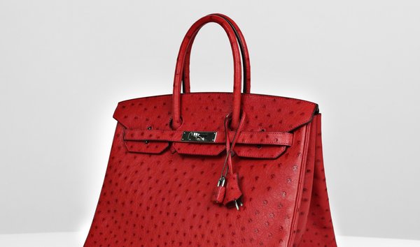   Hermès Birkin 35 Rouge Vif Ostrich Palladium Hardware (13732316)