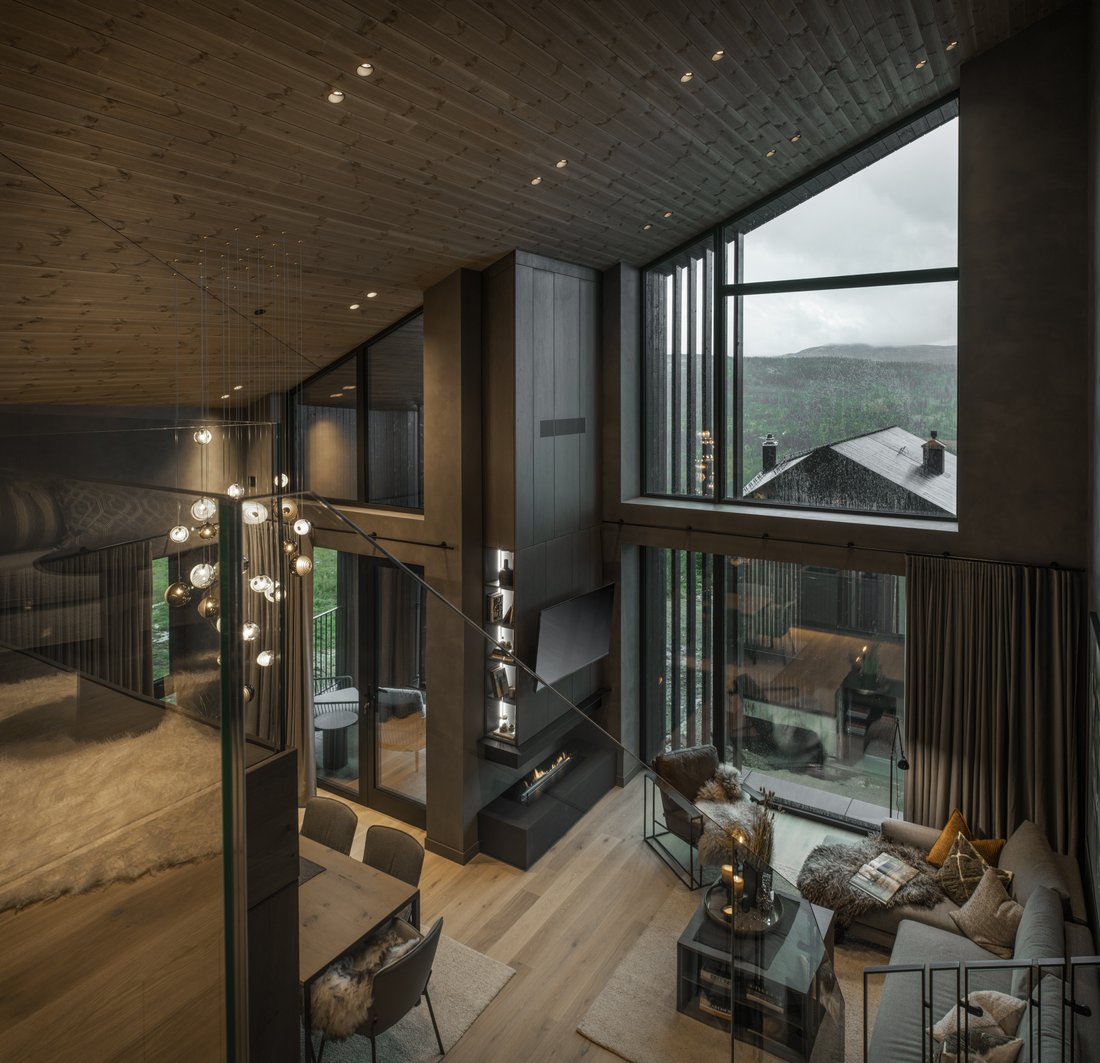 Illustration of Norwegian Apartments With Mountain View