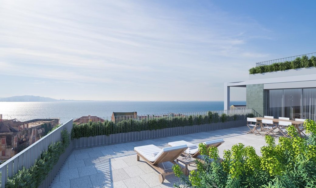 Curated visual reference: Penthouse Apartments With Private Balcony For Sale Reference: Penthouse T4 1 With River View And Private Terrace In