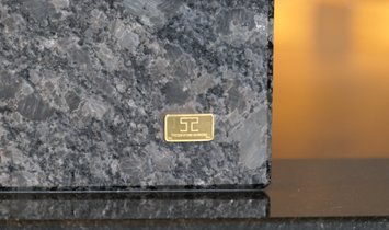 Tycoon Stone magnetischer Messerblock aus Steel Grey mit einem geteiltem Ammoniten 2,5g 999.9 Gold  