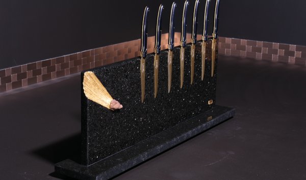 Tycoon Stone Schmidke Messerblock Star Galaxy Gold mit Meteoriten und vergoldeten Meteoritenschweif (15072944)