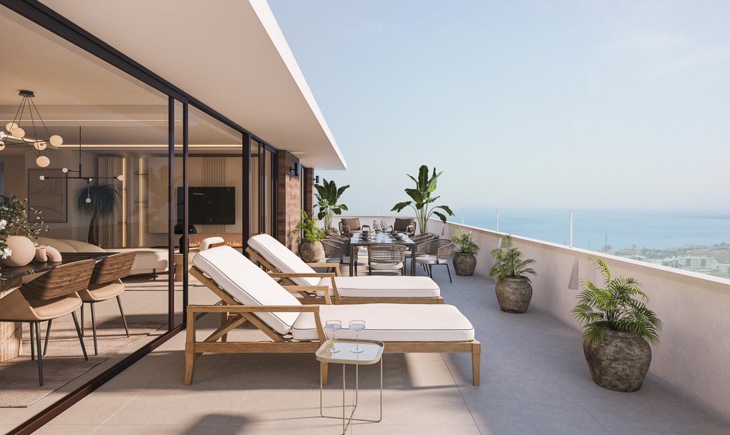 View of Modern Penthouse With Outdoor Kitchen In Fuengirola, Andalusia, Spain ...