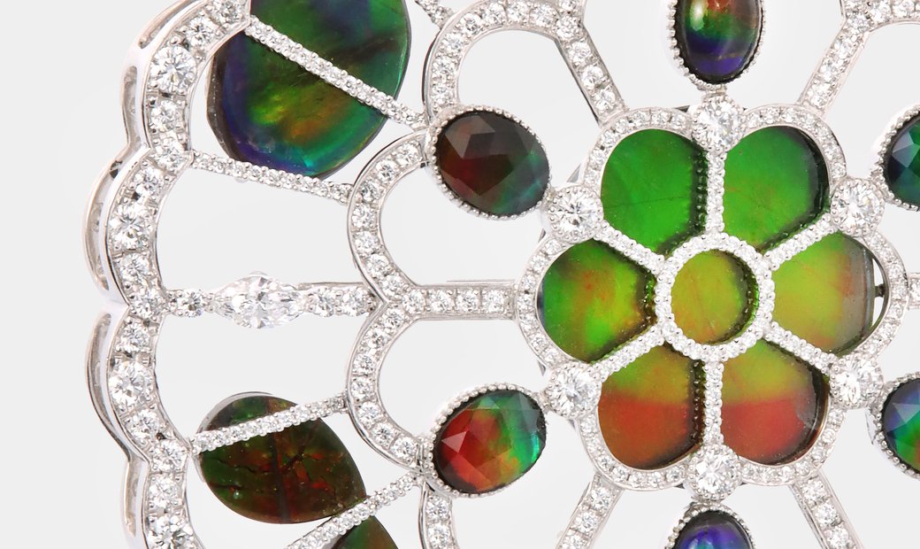 Rose Window Diamond & Ammolite Brooch/Pendant (15179644)