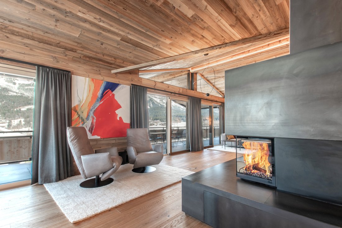 Image showcasing Modern Penthouse Apartment With Panoramic Terrace In Ellmau, Tyrol ...
