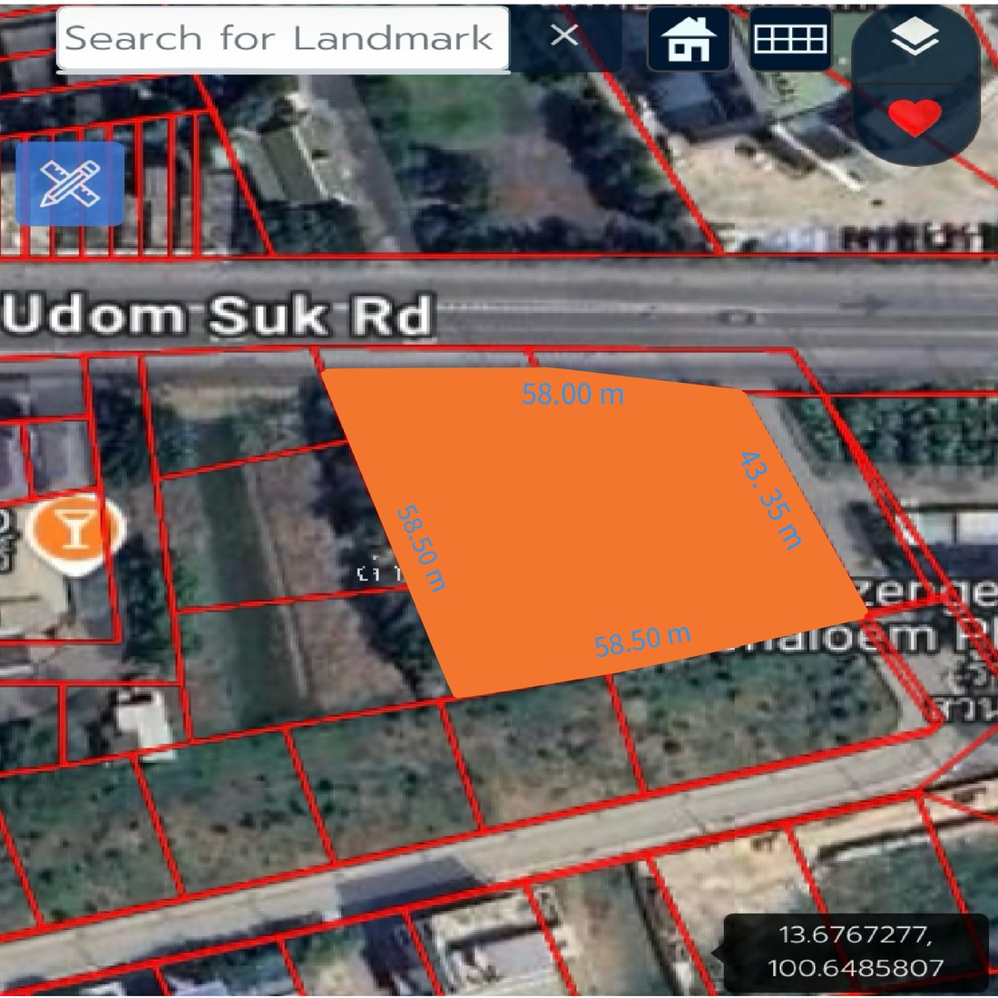 Land for Sale in Srinakarin Nearly Sri Udom BTS Station (Yellow Line) station.