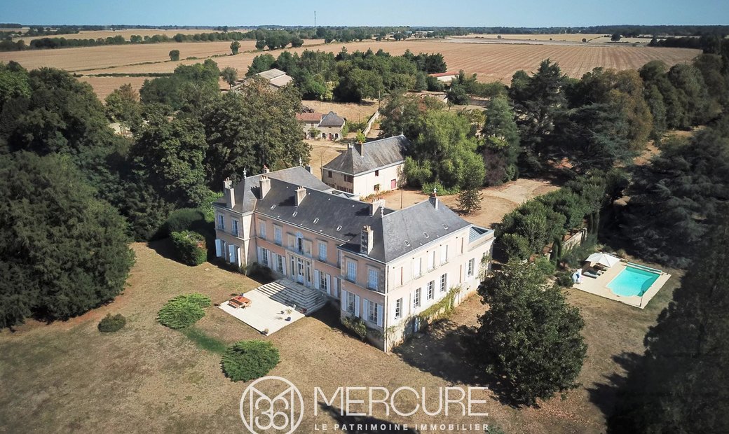 19 Th C. Chateau With Outbuildings And Pool
