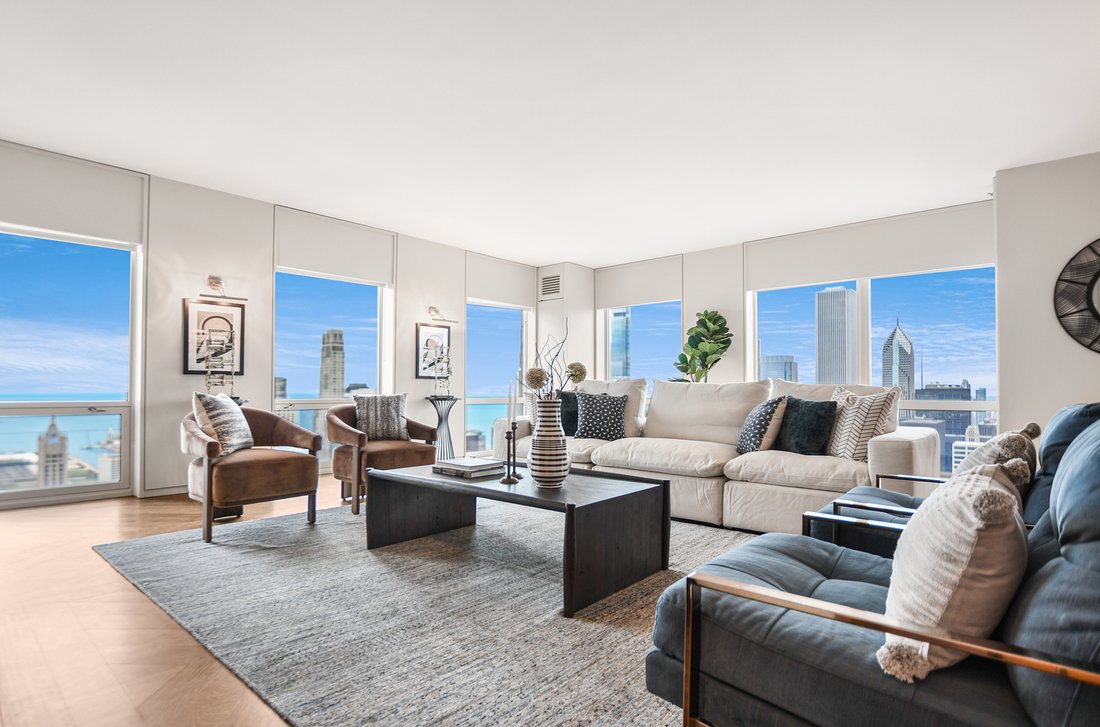Image showcasing Stunning Duplex Penthouse With Lake & City In Chicago, Illinois, United ...