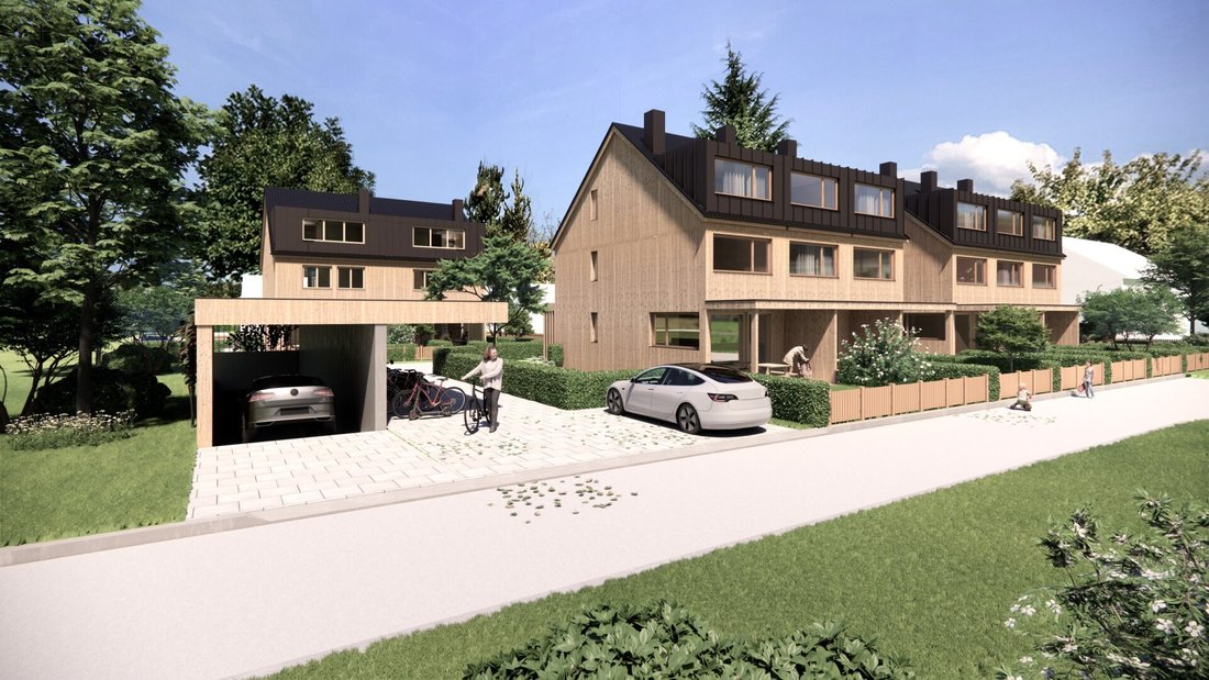 Vollholz Doppelhaus Mit Großem Garten In Feldkirch Tosters, 5 Zimmer, Terrasse, Studio Und Tiefgarag