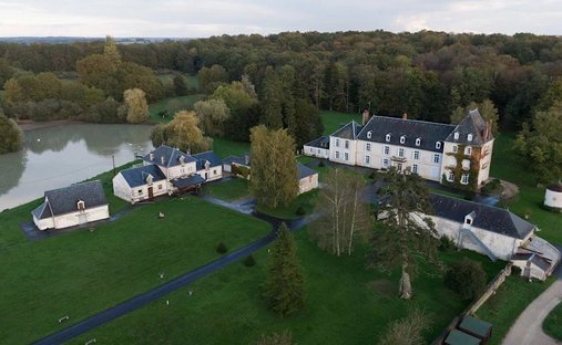 Chateau With Its Lodges For Sale On A Part Wooded 71 Acre Estate With Lake In South Touraine.