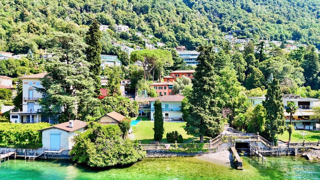 Lugano Lakefront Villa With Dock And Pool For Sale In Bissone