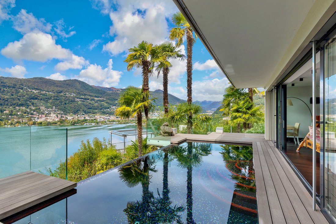 Modern Luxury Villa With Lugano Lake View And Private Boat House