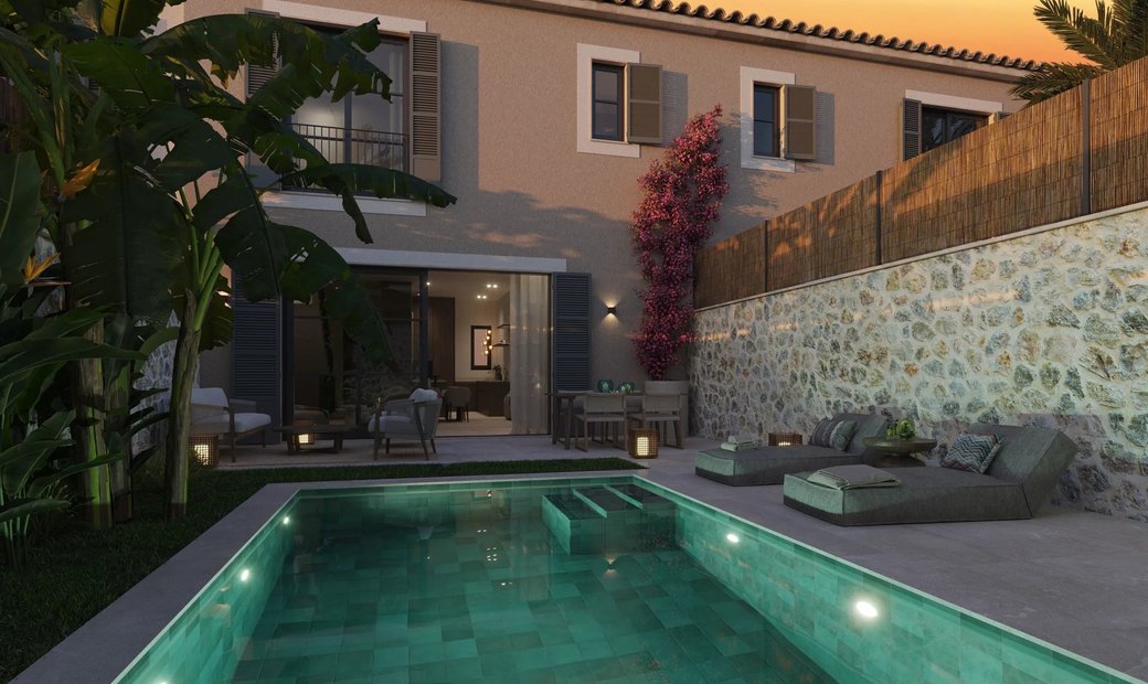 Curated visual reference: Visual Reference: Modern Townhouse With Garden And Pool In Son In Palma