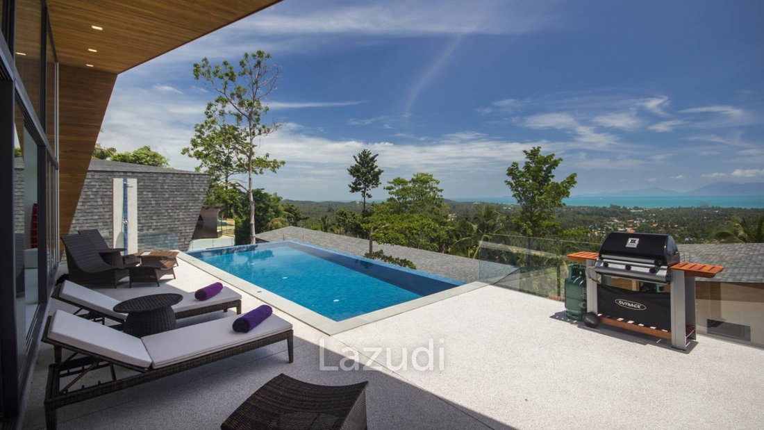 Elegant 4+1 Bed Sea View Villa in Gated Estate – Maenam, Koh Samui