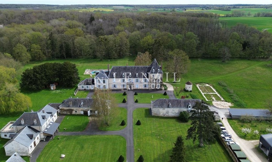 Chateau With Its Lodges For Sale On A Part Wooded 71 Acre Estate With Lake In South Touraine.