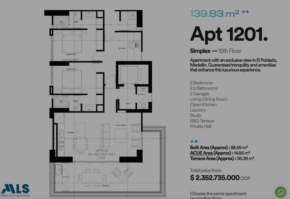 Apartment in Medellín, Antioquia, Colombia 3 - 16844913