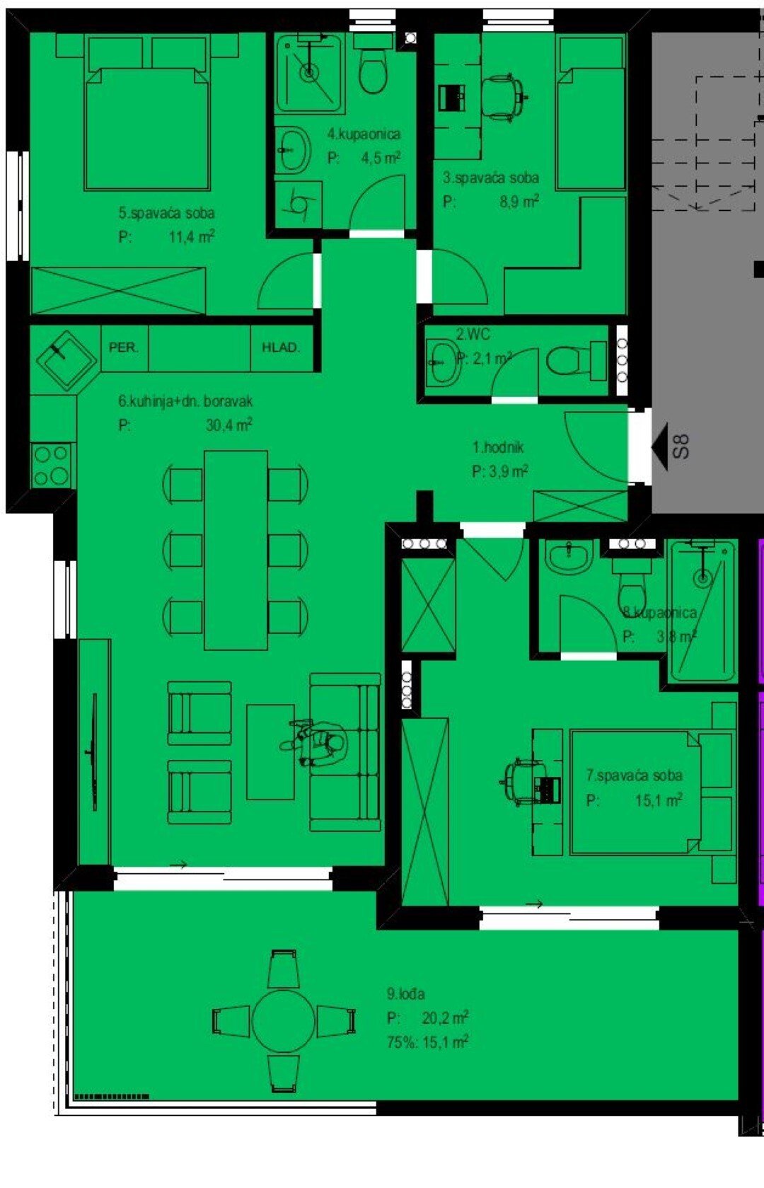 Apartment in Mjesni odbor Crvene kuce, Zadar, Zadar County 4 - 17022998