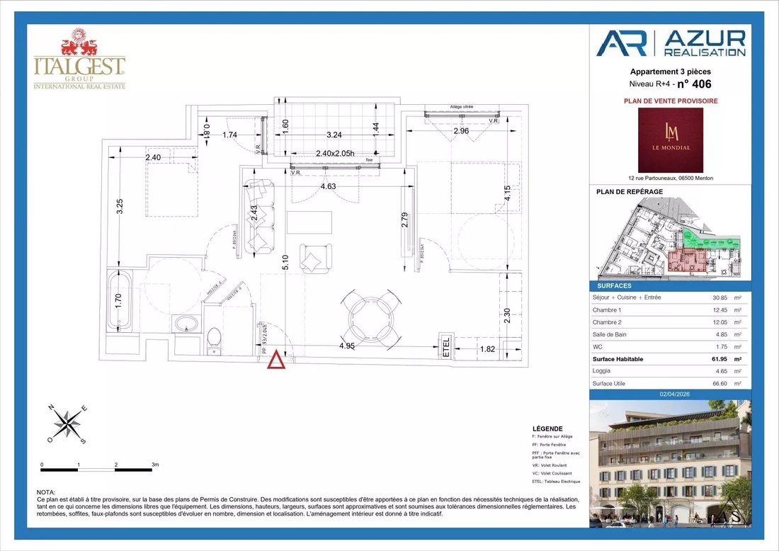 Apartment in Menton, Provence-Alpes-Côte d'Azur, France 1 - 17660219