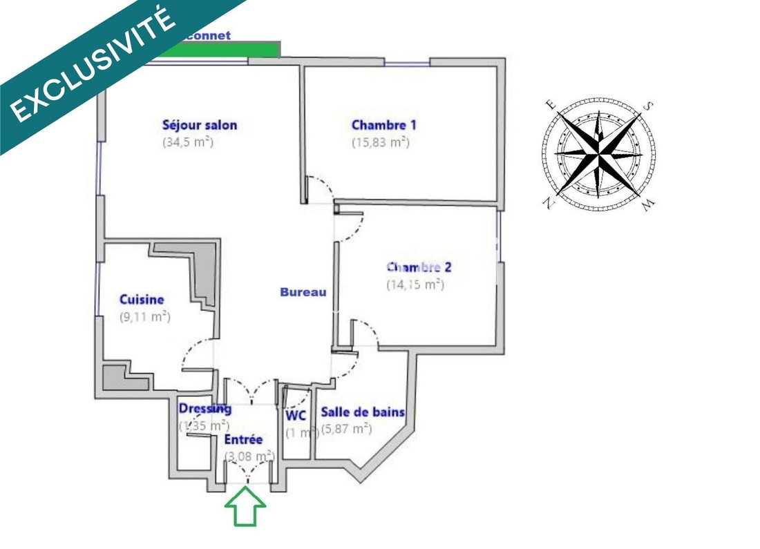 Apartment in Pereire-Malesherbes, Paris 17e Arrondissement, Paris 3 - 17895162