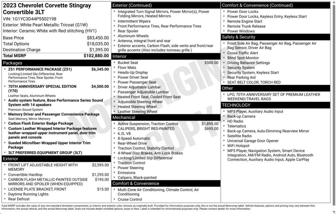 2023 Chevrolet Corvette CORVETTE STINGRAY 2DR STINGRAY CONV W/3LT in Costa Mesa, CA, United States 5 - 18975129