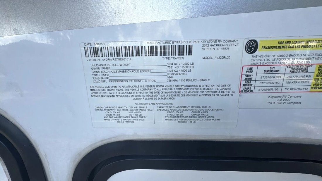 2022 Keystone RV Avalanche Fifth Wheel 322RL in Thonotosassa, FL, United States 4 - 19218899